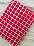 Red Checkered Cotton Fabric, Geometric Grid Print Fabric by Yard, Modern Cotton Fabric for Quilting Sewing Craft Dressmaking, Running Fabric