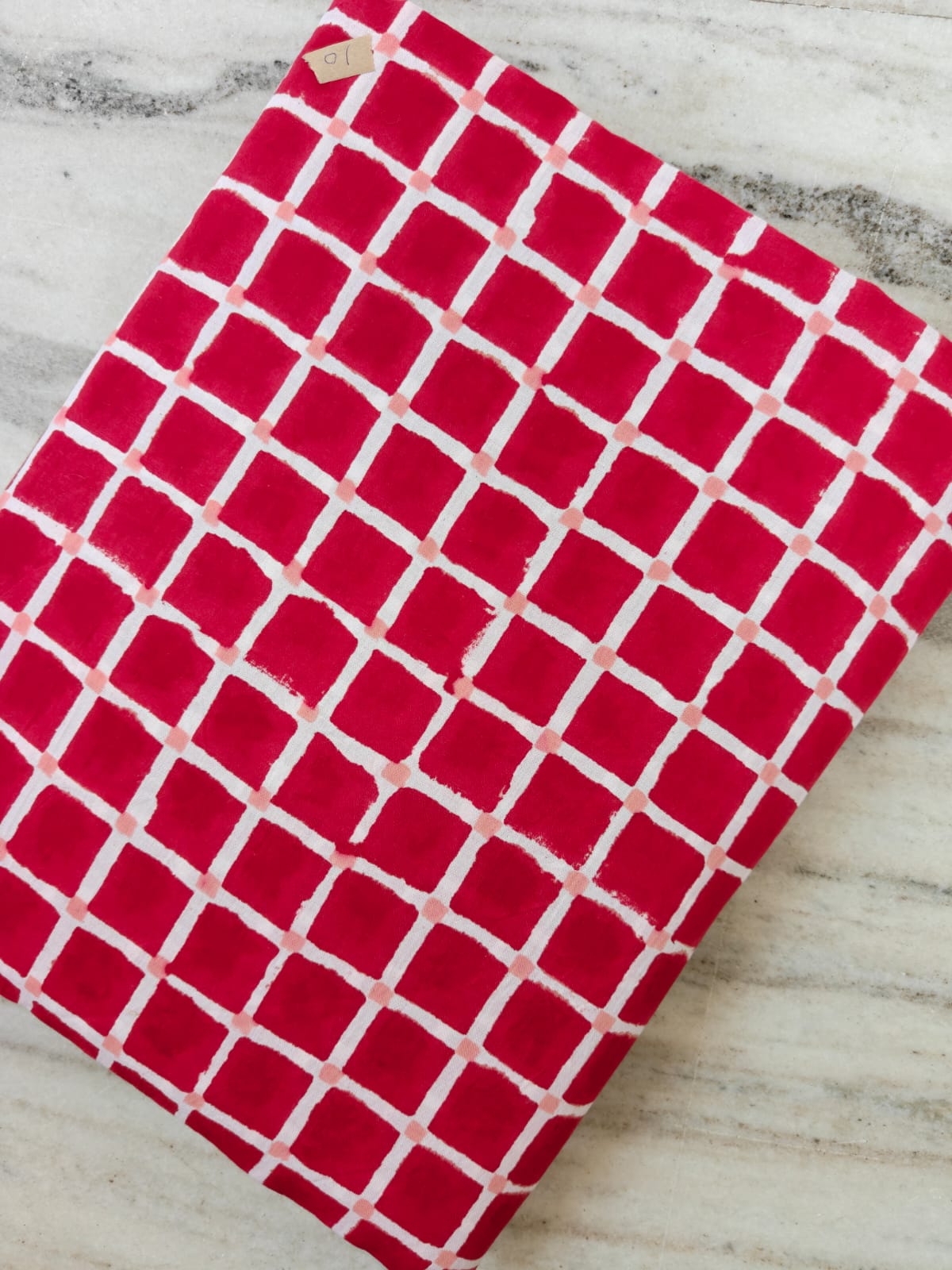 Red Checkered Cotton Fabric, Geometric Grid Print Fabric by Yard, Modern Cotton Fabric for Quilting Sewing Craft Dressmaking, Running Fabric