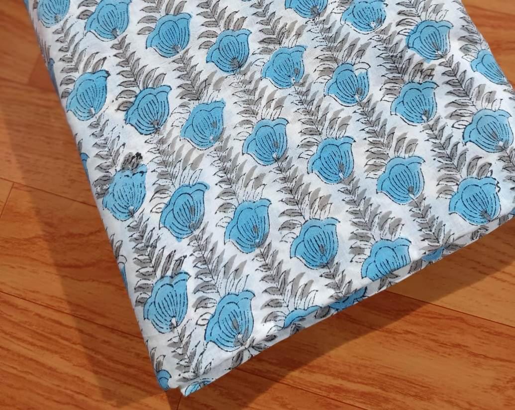 Indian Hand Block Print Fabric, Floral 100% Cotton Quilting Fabric By The Yard, Fabric For Dress Making, Loose Running Fabric, Napkin Fabric
