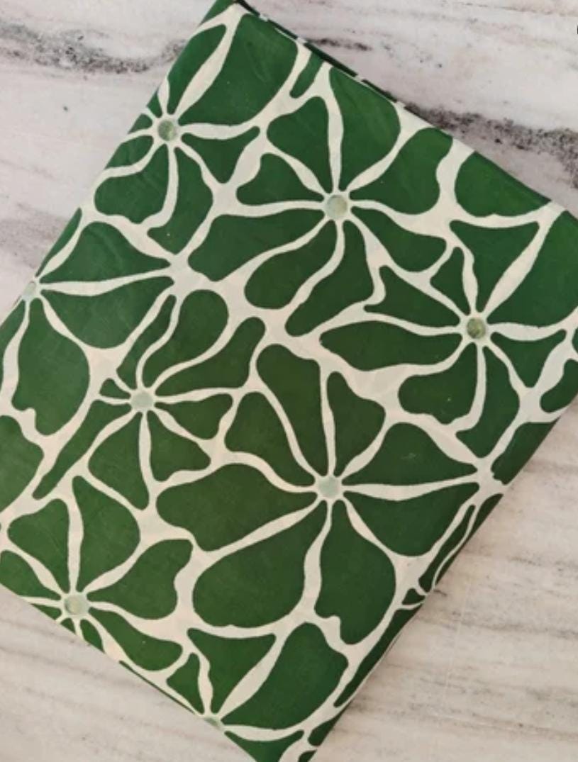 Green Pink Floral Cotton Fabric, Hand Block Print Fabric Indian Cotton Cloth, Flower Print Fabric, Dressmaking Quilting Craft Fabric by Yard