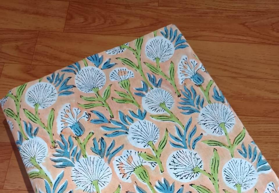 Soft Cotton, Indian Hand Block Print Fabric, Floral 100% Cotton Fabric By The Yard, Fabric for Loose Running, Dressmaking Fabric