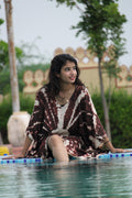 Tie Dye Rayon Kaftan: Long Sleeve Beach Cover-Up