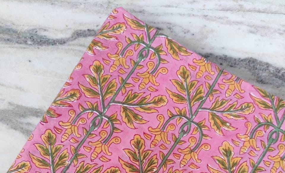 Soft Cotton, Indian Hand Block Print Fabric, Floral 100% Cotton Fabric By The Yard, Fabric for Loose Running, Dress Making, Textile Fabric