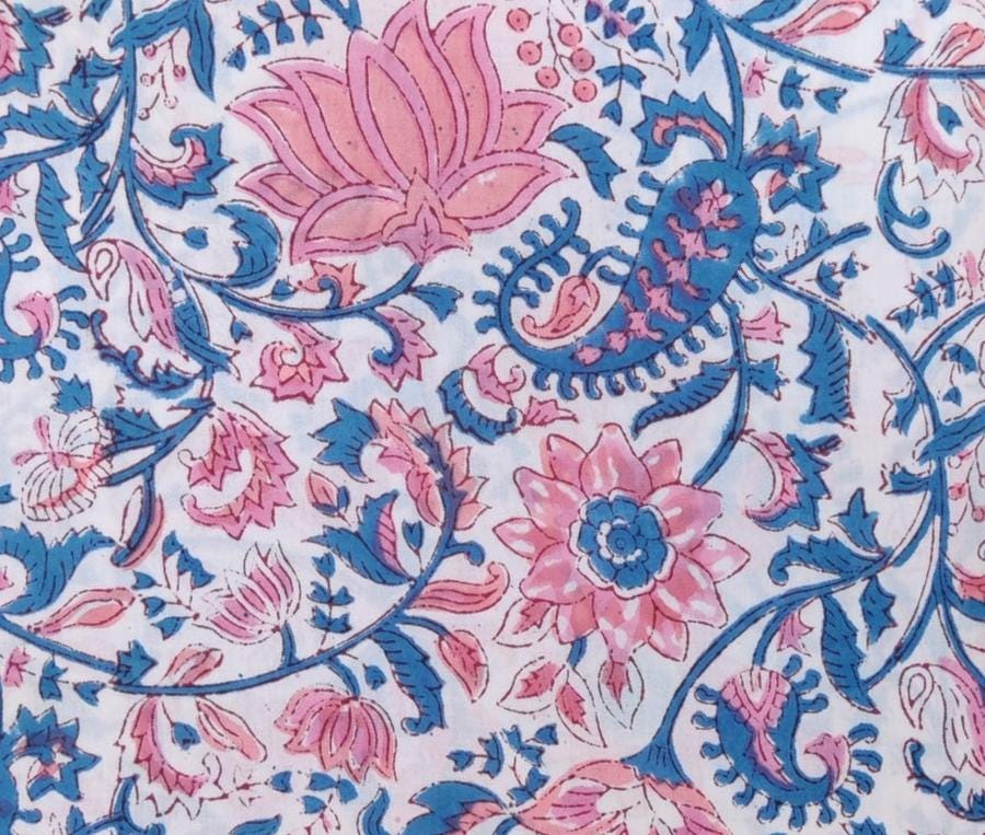 Multi Color Desinger Fabric, Hand Block Print Fabric, Floral 100% Cotton Fabric By The Yard, Fabric for Dress Making, Sewing Fabric, Napkins