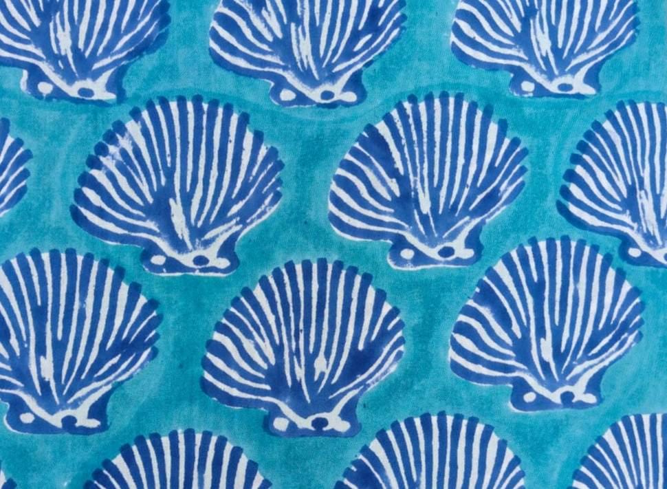 Blue Seashell Cotton Fabric Ocean Shell Print Fabric Beach Theme Fabric Nautical Fabric by Yard Coastal Decor Textile Summer Sewing Fabric