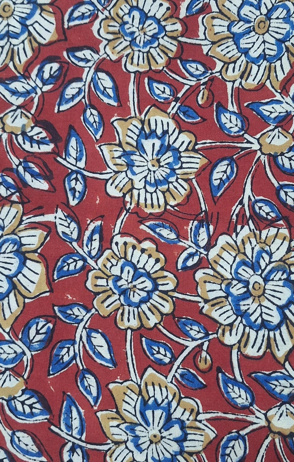 Green and Blue Hand Block Print Cotton Fabric, Floral Ethnic Cotton Fabric, Natural Cotton Cloth for Sewing, Indian Style Fabric by Yard