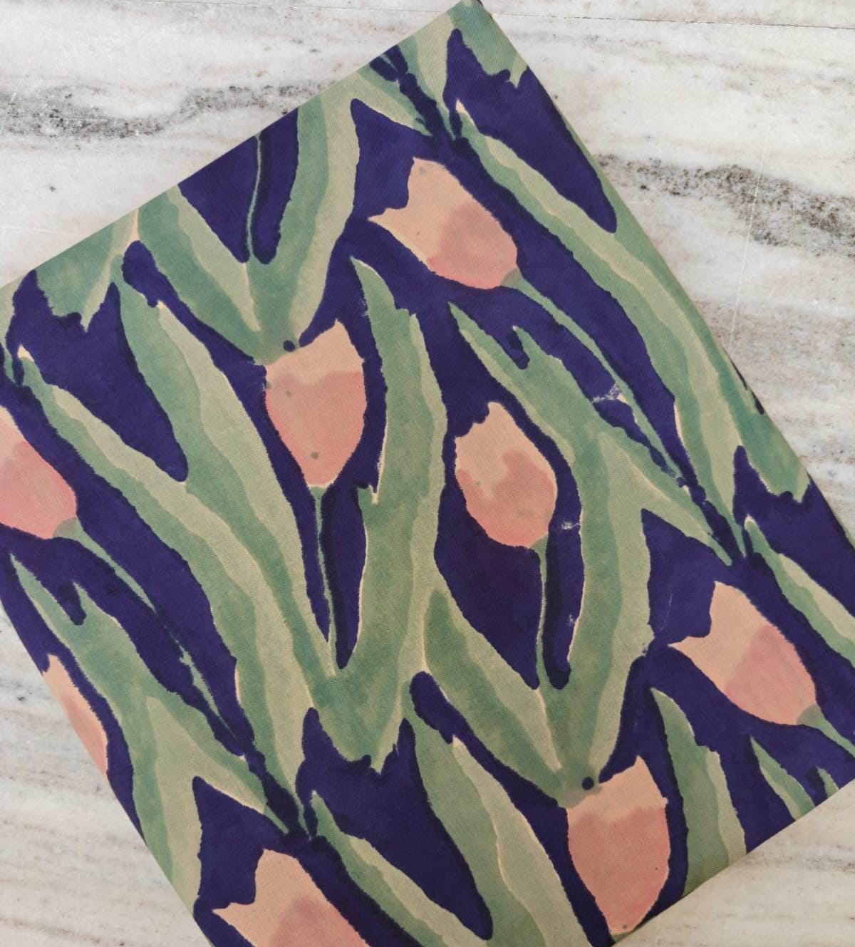 Tulip Floral Cotton Fabric, Flower Fabric, Peach Tulip Print, Green Leaf Floral Fabric, Quilting Sewing Fabric, Spring Garden Cotton Fabric