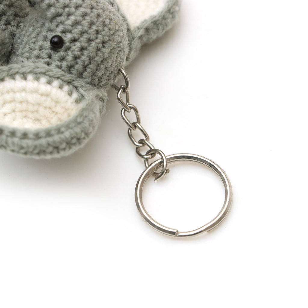 Handmade Crochet Elephant Keychain | Grey Amigurumi Elephant Plush | Cute Animal Bag Charm | Soft Fabric Elephant Toy | Elephant Lover Gift