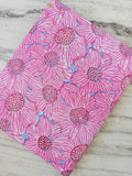 Pink Floral Cotton Fabric, Red Orange Hand Block Print by the Yard, Indian Soft Cotton for Quilting, Dressmaking, Sewing & Crafts, Gifts