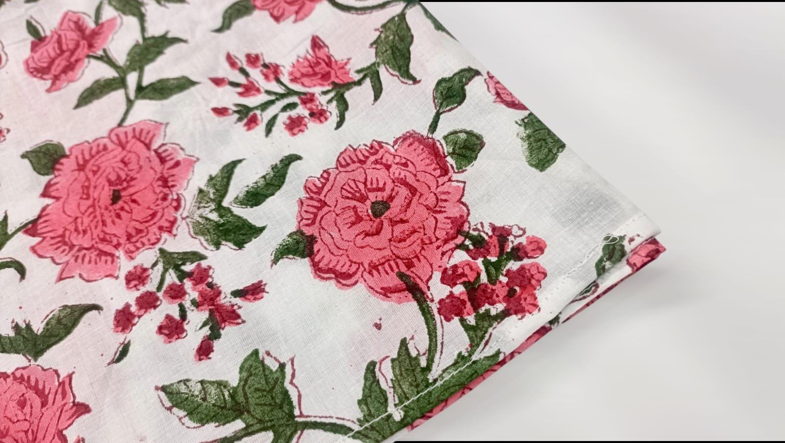 pink rose cotton dinner napkin, cloth napkins, hand printed napkins. personalized gifts, wedding napkins, flower napkin, cocktail napkins