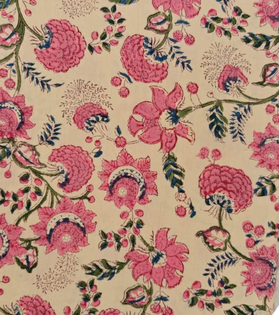 Green Cotton Fabric, Indian Soft Cotton by the Yard, Textile Fabric, Napkins, Table Cover Fabric, Floral Dressmaking Fabric, Christmas Decor