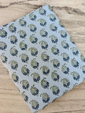 Light Blue Paisley Block Print Cotton Fabric by the Yard, Indian Hand Printed Floral Cotton, Soft Boho Sewing Quilting Cotton Textile Fabric