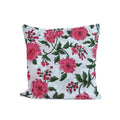 White Cotton Cushion Cover with Pink Floral Print | Hand Block Print Pillow Cover | Indian Decorative Cushion | Sofa & Bed Home Decor