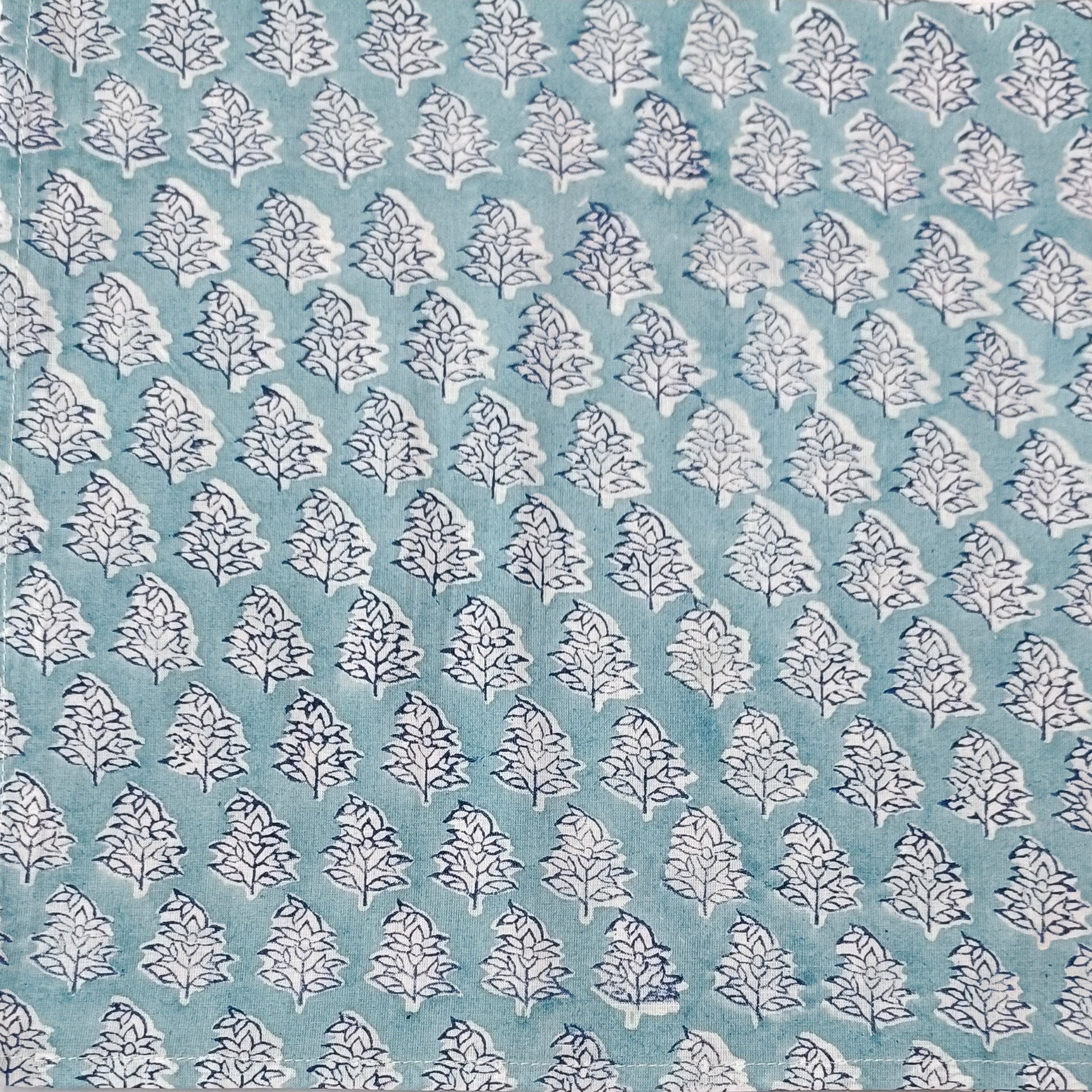 Hand Block Print Cotton Napkin Set, Blue Floral Cloth Napkins, Eco Friendly Reusable Dinner Napkins, Boho Table Linen, Sustainable Kitchen Decor, Set of 4