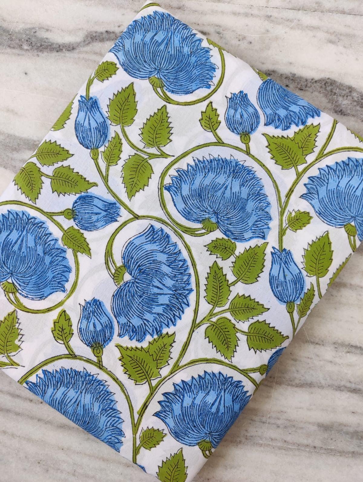 Beautiful Designer Keri Print Indian Hand Block Cotton Fabric by the Yard, 100% Soft Cotton Fabric for Dressmaking, Loose Running Fabric