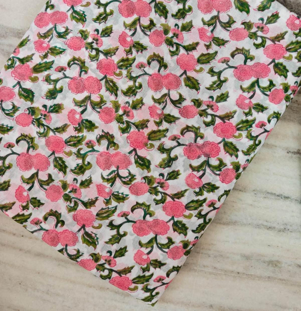 Indian Hand Block Print Fabric, Floral 100% Cotton Quilting Fabric By The Yard, Fabric For Dress Making, Loose Running Fabric, Napkin Fabric