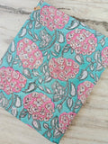 Green Cotton Fabric, Indian Soft Cotton by the Yard, Textile Fabric, Napkins, Table Cover Fabric, Floral Dressmaking Fabric, Christmas Decor