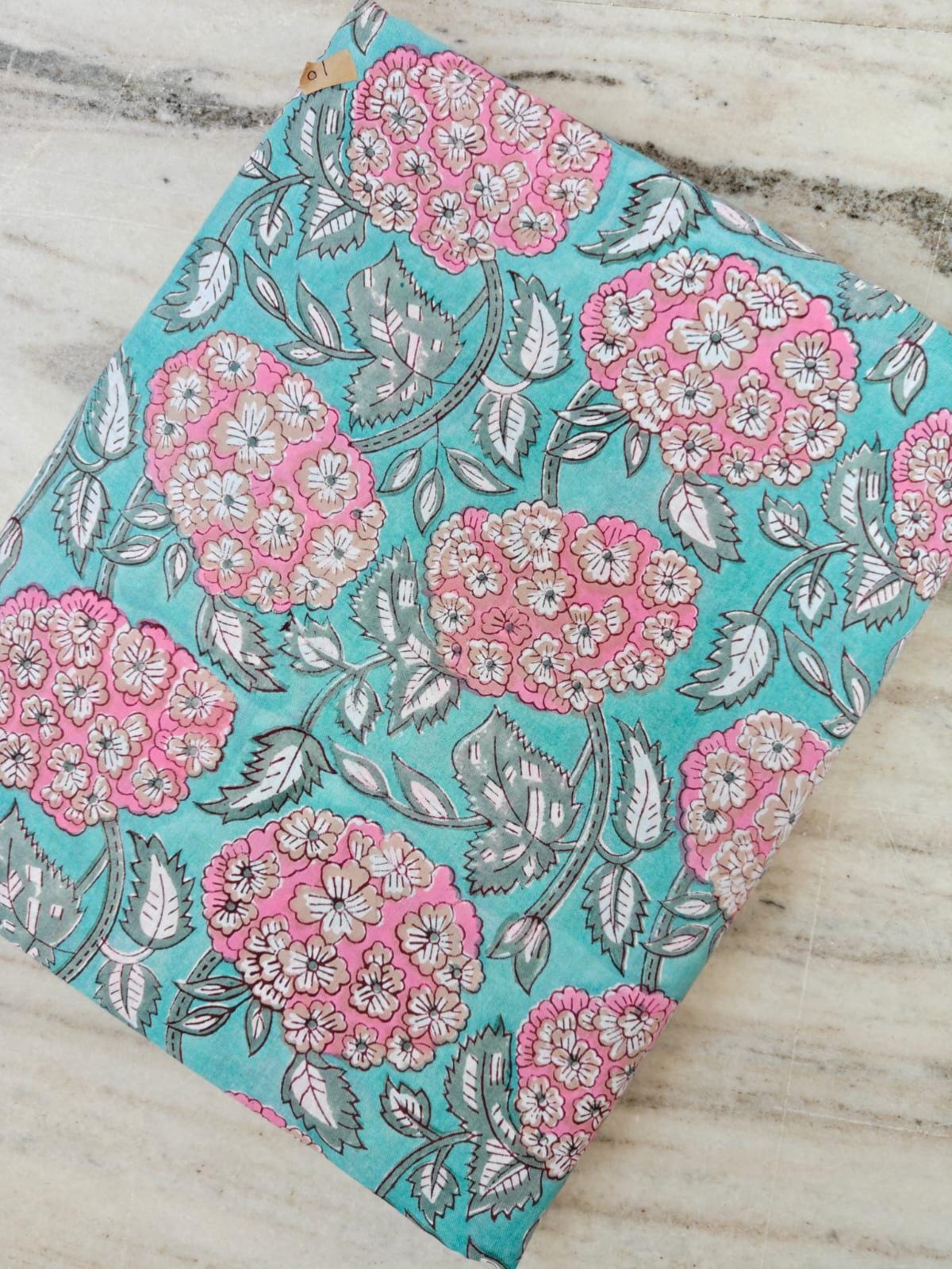 Green Cotton Fabric, Indian Soft Cotton by the Yard, Textile Fabric, Napkins, Table Cover Fabric, Floral Dressmaking Fabric, Christmas Decor