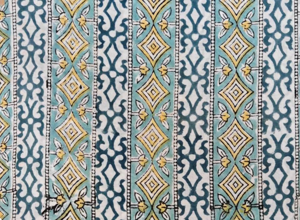 Floral Cotton Fabric, Green Floral Block Print Fabric, Indian Hand Printed Fabric by the Yard, Cotton Fabric, Table Cover Fabric, Napkins
