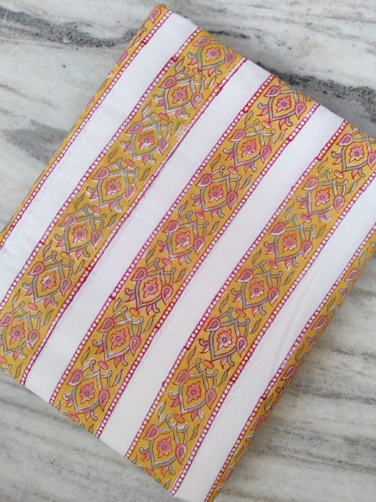 Indian Hand Block Print Fabric, 100% Cotton Quilting Fabric By The Yard, Fabric For Duvet Cover, Loose Running Fabric, Dress Making Fabric