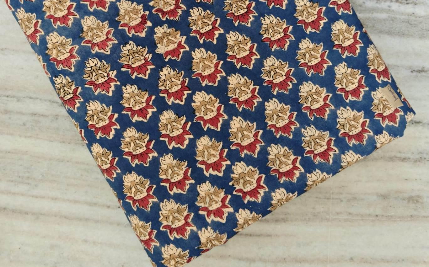 Indian Hand Block Print Fabric, Floral 100% Cotton Quilting Fabric By The Yard, Fabric For Dress Making, Loose Running Fabric, Napkin Fabric