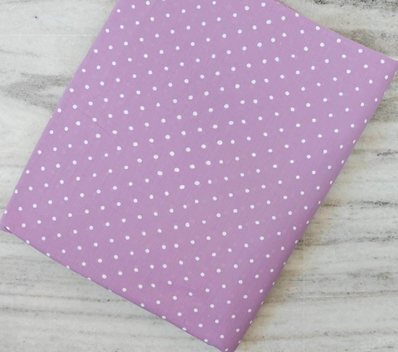 Lavender Polka Dot Cotton Fabric, Purple Fabric with White Dots, Quilting Cotton, Sewing Fabric, Dressmaking Fabric, Cute Pastel Print