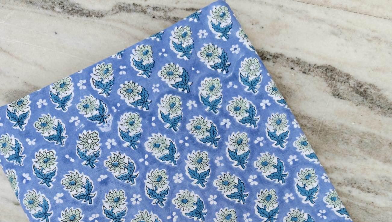 Multi Color Desinger Fabric, Hand Block Print Fabric, Floral 100% Cotton Fabric By The Yard, Dressmaking Fabric, Loose Running Fabric