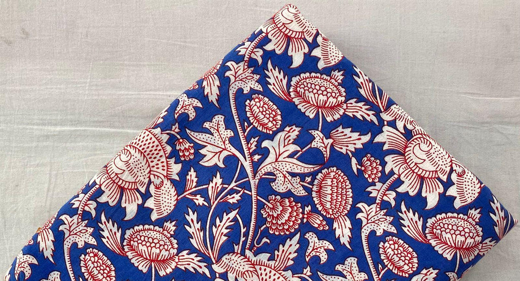 Multi Color Block Print Fabric, Floral 100% Cotton Quilting Fabric By The Yard, Fabric For Dress Making, Fabric Pillow, Personlized Dress