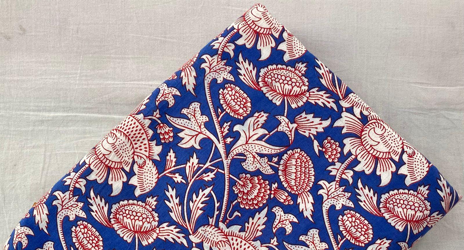 Multi Color Block Print Fabric, Floral 100% Cotton Quilting Fabric By The Yard, Fabric For Dress Making, Fabric Pillow, Personlized Dress