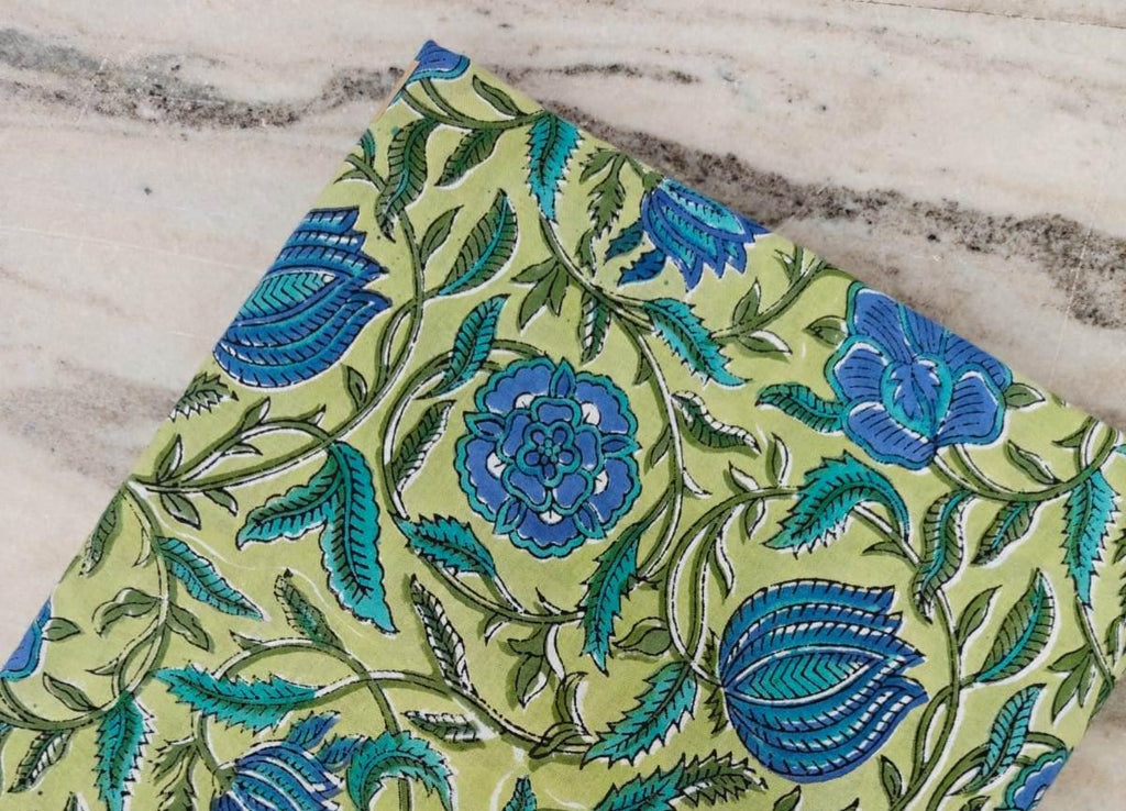 Indian Hand Block Print Fabric, Floral 100% Cotton Quilting Fabric By The Yard, Fabric For Dress Making, Loose Running Fabric, Napkin Fabric