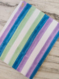 Pastel Striped Cotton Fabric by the Yard, Purple Blue Green Stripe Fabric, Soft Fabric, Apparel Sewing Material, Spring Summer Textile