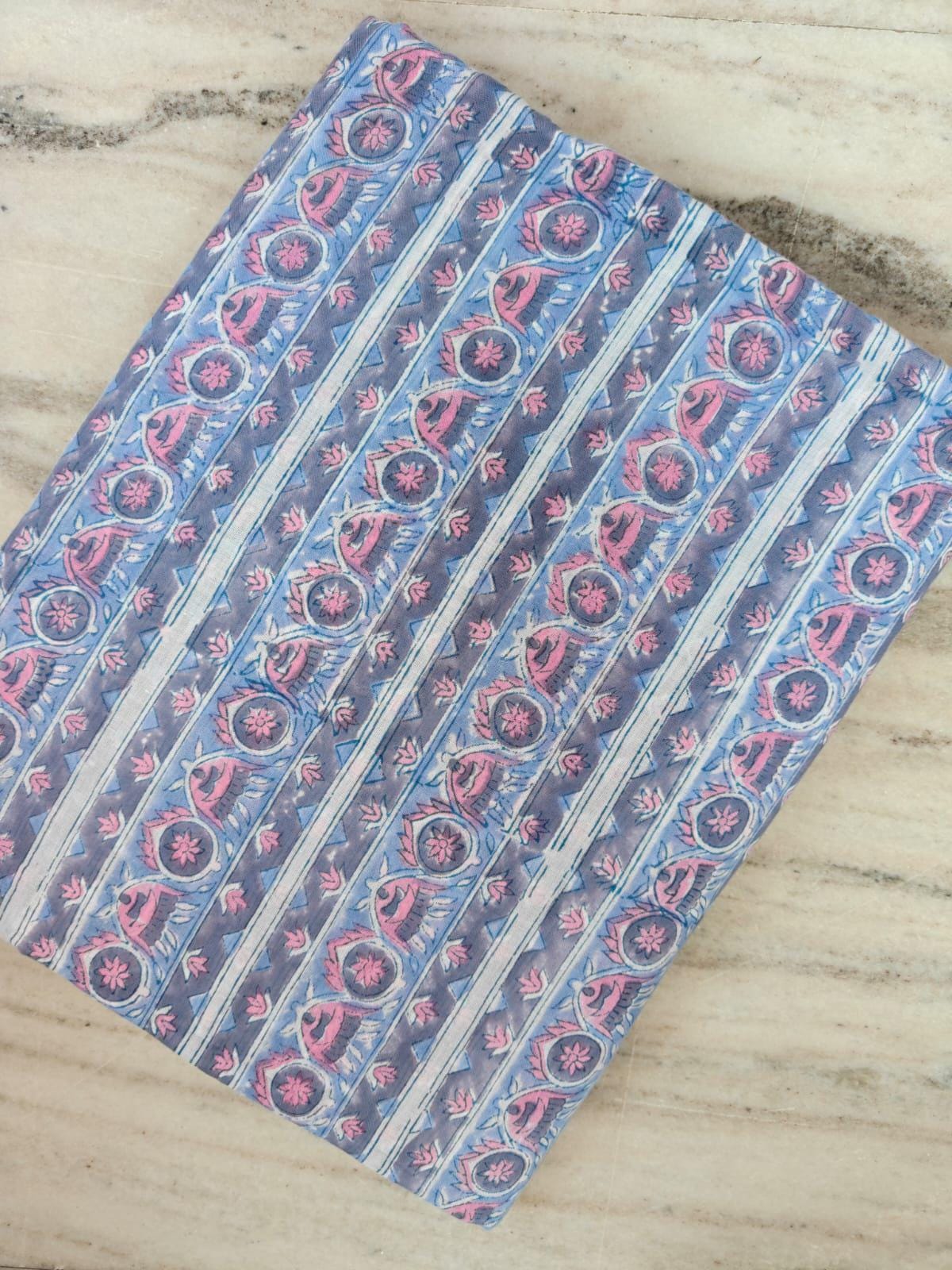 Soft Cotton, Indian Hand Block Print Fabric, Floral 100% Cotton Fabric By The Yard, Fabric for Loose Running, Dress Making, Textile Fabric