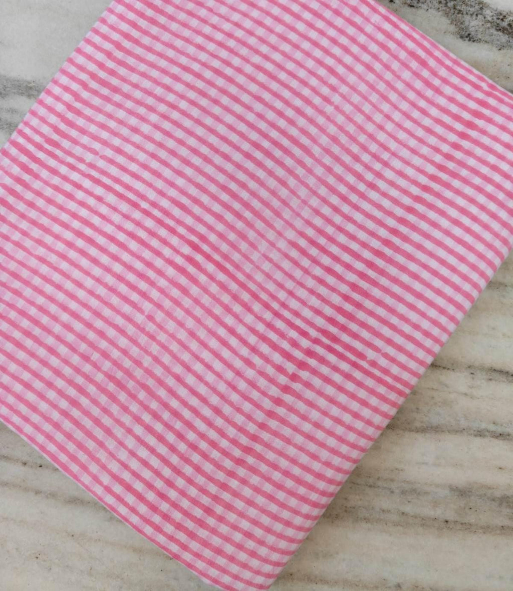 Pink Gingham Cotton Fabric, Small Checkered Fabric by Yard, Soft Cotton Cloth Sewing, Quilting Fabric, Dressmaking, Baby Fabric Craft Fabric