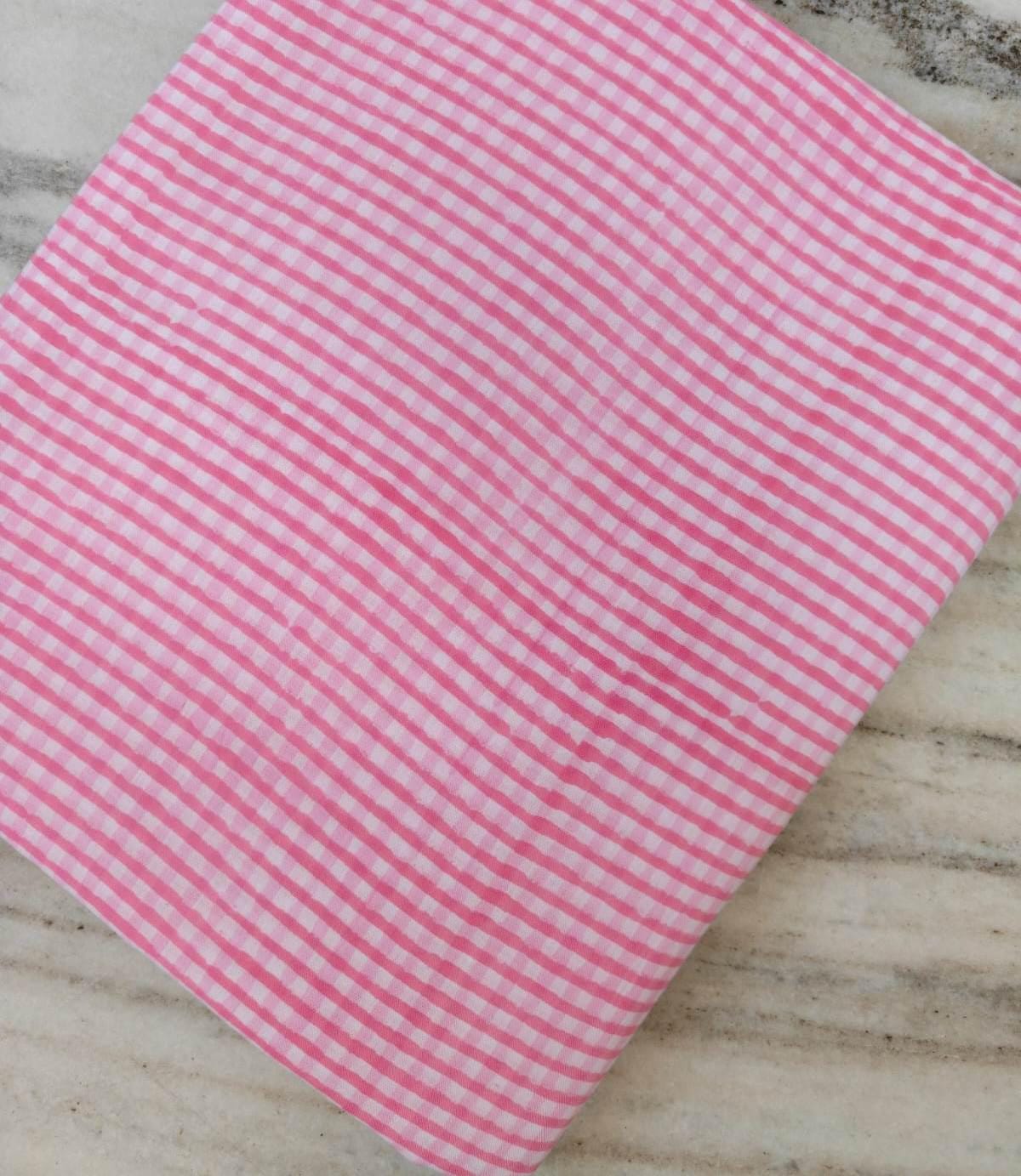 Pink Gingham Cotton Fabric, Small Checkered Fabric by Yard, Soft Cotton Cloth Sewing, Quilting Fabric, Dressmaking, Baby Fabric Craft Fabric