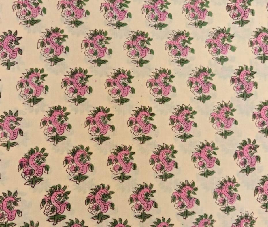 Indian Hand Block Print Fabric, Floral 100% Cotton Quilting Fabric By The Yard, Fabric For Dress Making, Loose Running Fabric, Napkin Fabric