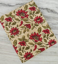 Red Floral Cotton Fabric by the Yard, Red Flower and Olive Green Print Fabric, Traditional Floral Pattern for Dresses, Curtains, Quilts