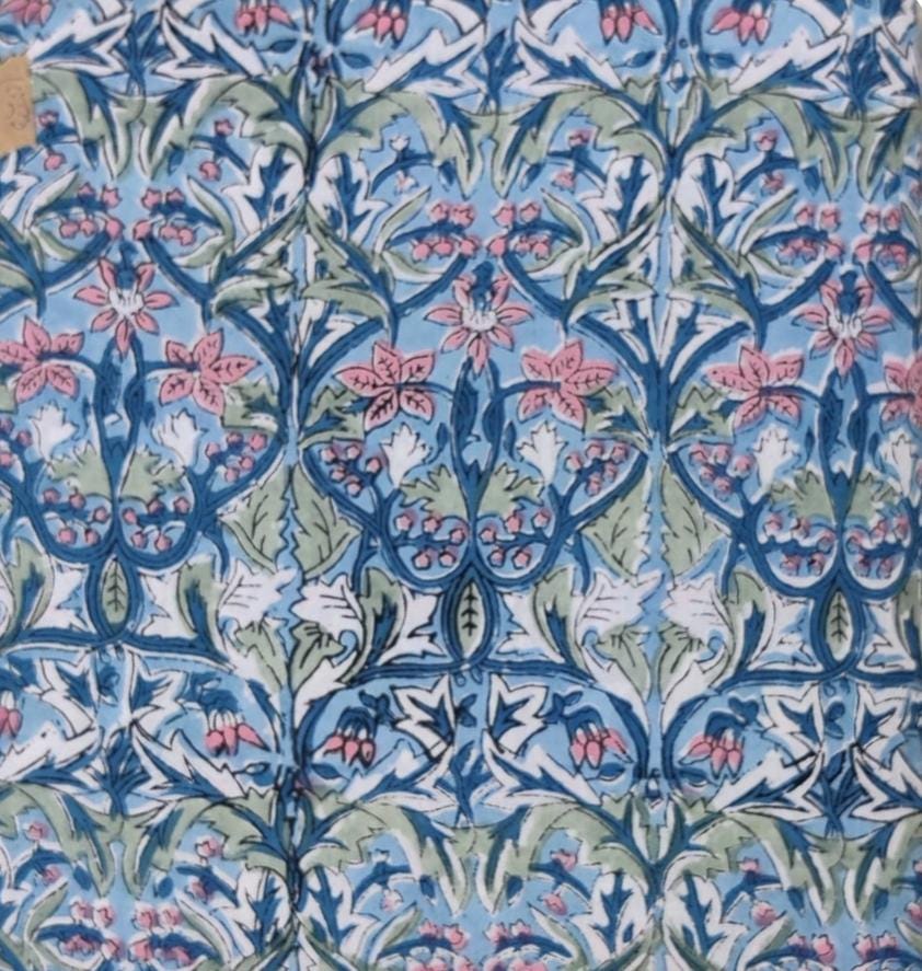 Soft Cotton, Indian Hand Block Print Fabric, Floral 100% Cotton Fabric By The Yard, Fabric for Loose Running, Dress Making, Textile Fabric