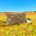 Handmade Quilted Zipper Pouch | Flower Print Cosmetic Bag | Coin Purse | Cute Travel Pouch