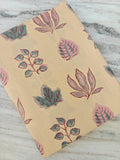 Beige Botanical Cotton Fabric by the Yard – Hand Block Print Leaf Fabric – Indian Cotton for Quilting & Dressmaking, Handmade Fabrics