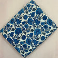 Blue Floral Cotton Hand Block Print Fabric, Floral 100% Cotton Quilting Fabric By The Yard, Loose Running Fabric, Textile Fabric, Gifts