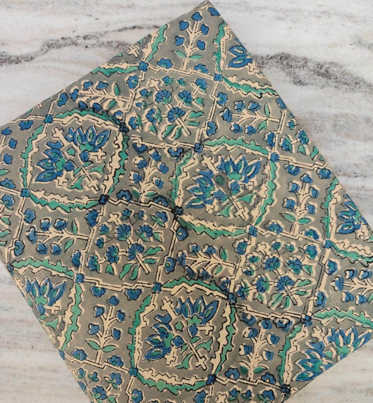 New Arrival Indian Hand Block Print Cotton Fabric by Yard, Blue Floral Jaipur Print, Traditional Sanganeri Textile, Boho Sewing Fabric