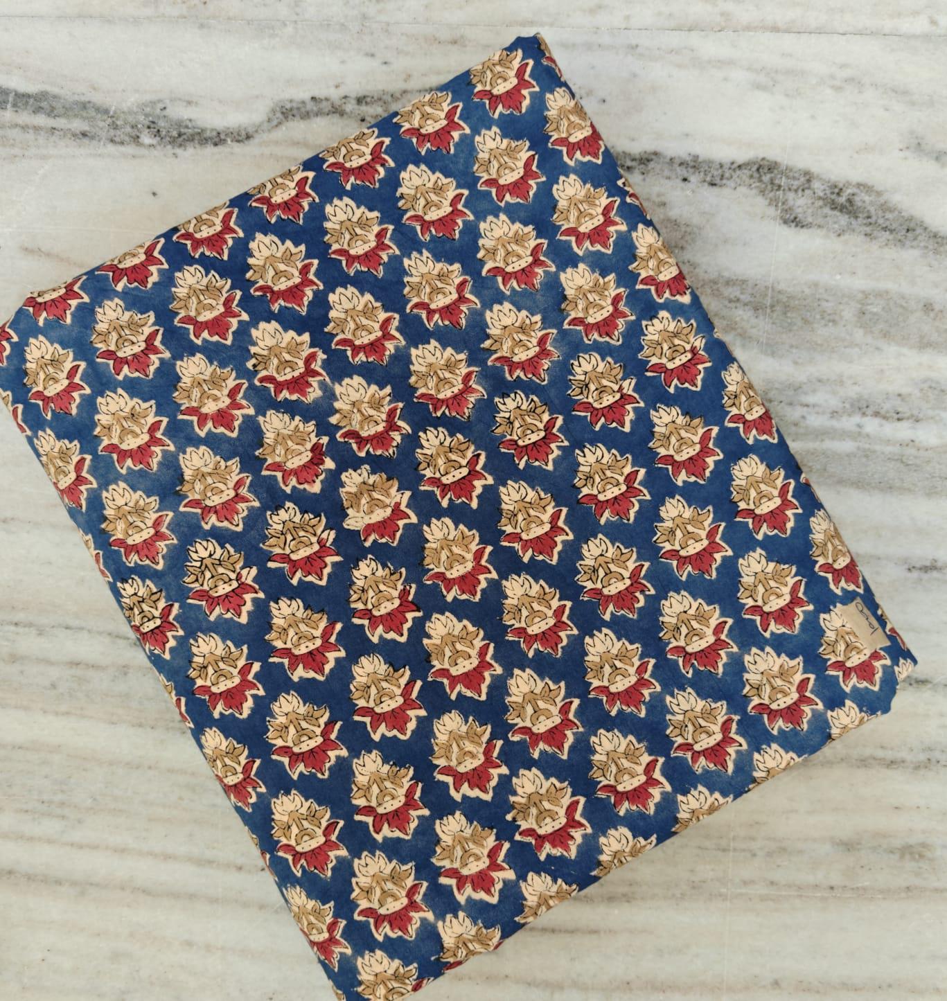 Indian Hand Block Print Fabric, Floral 100% Cotton Quilting Fabric By The Yard, Fabric For Dress Making, Loose Running Fabric, Napkin Fabric
