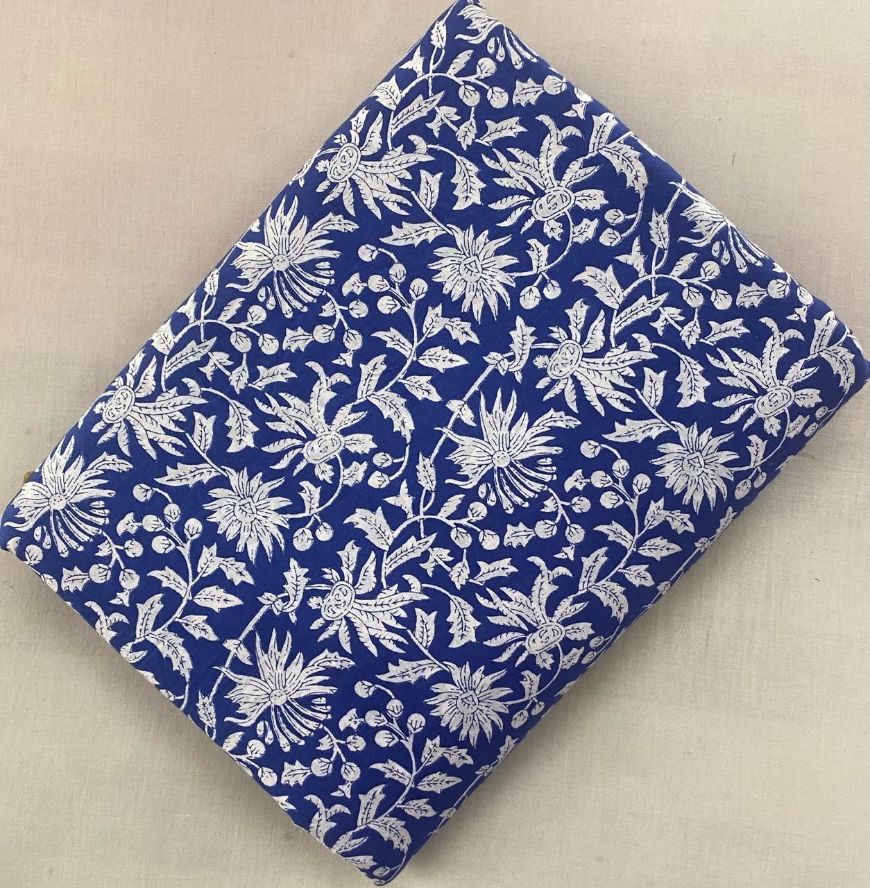 Indian Hand Block Print Fabric, Floral 100% Cotton Quilting Fabric By The Yard, Fabric For Dress Making, Loose Running Fabric, Napkin Fabric