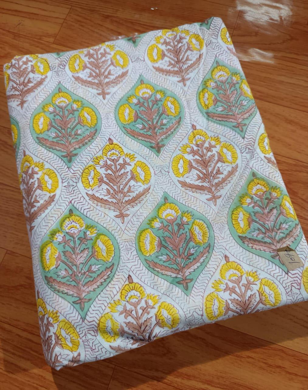Indian Hand Block Print Fabric, Floral 100% Cotton Quilting Fabric By The Yard, Fabric For Dress Making, Loose Running Fabric, Napkin Fabric