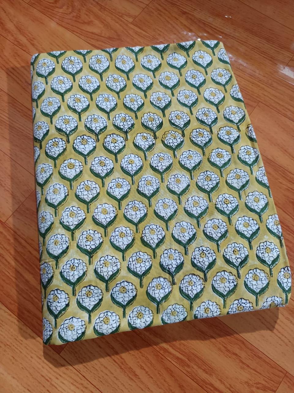 Indian Hand Block Print Fabric, Floral 100% Cotton Quilting Fabric By The Yard, Fabric For Dress Making, Loose Running Fabric, Napkin Fabric