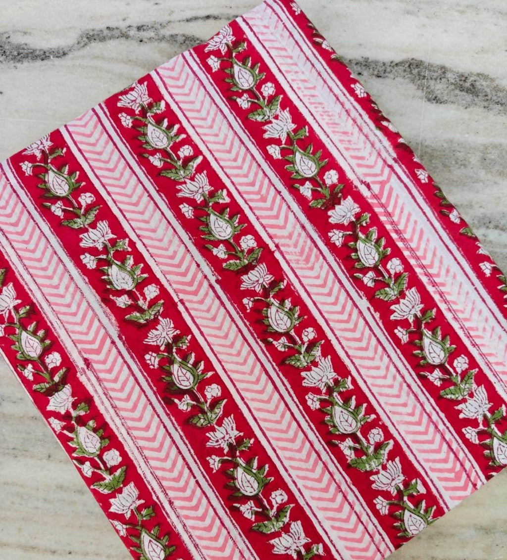 Indian Hand Block Print Fabric, Floral 100% Cotton Quilting Fabric By The Yard, Fabric For Dress Making, Loose Running Fabric, Napkin Fabric
