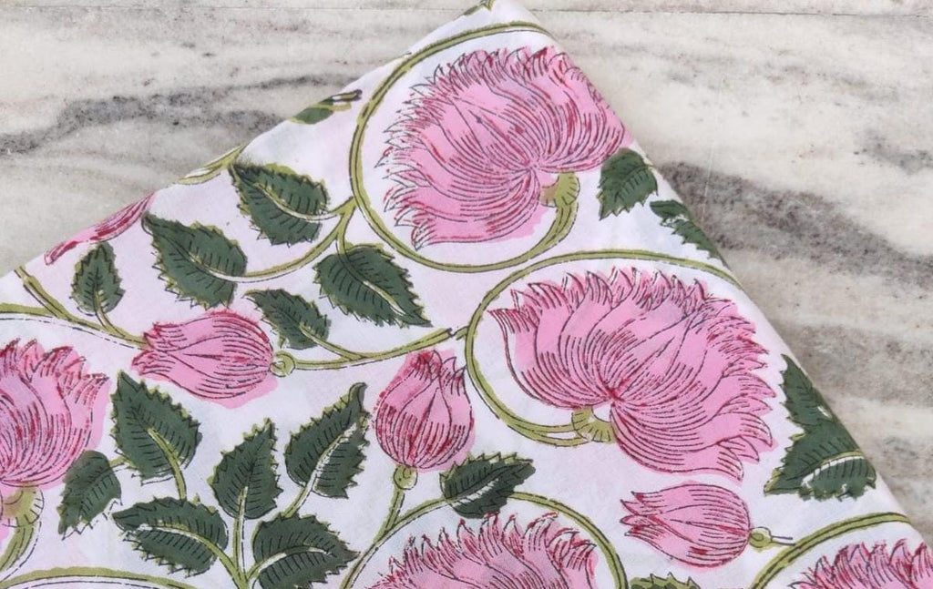 Indian Hand Block Print Fabric, Floral 100% Cotton Quilting Fabric By The Yard, Handmade Fabric, Loose Running Fabric, Textile Fabric, Gifts