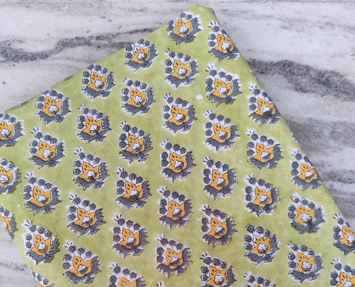 Indian Hand Block Print Fabric, Floral 100% Cotton Quilting Fabric By The Yard, Handmade Fabric, Loose Running Fabric, Textile Fabric, Gifts