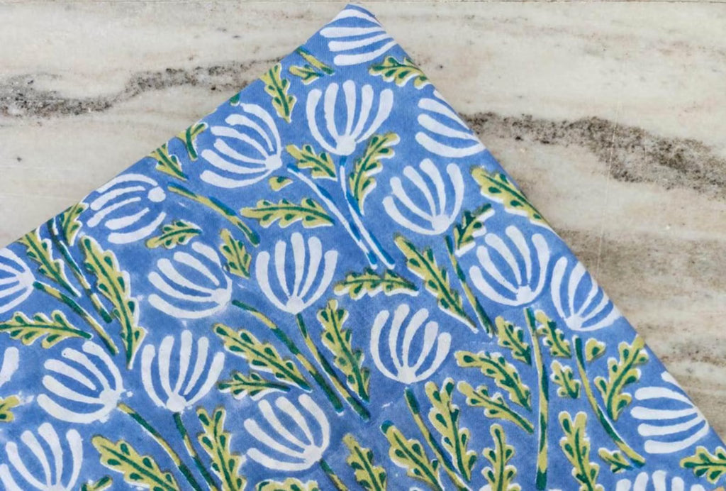 Multi Color Indian Hand Block Print Fabric, Floral 100% Cotton Quilting Fabric By The Yard, Dressmaking Fabric, Napkins Fabric, Loose Fabric