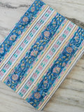 Blue, Pink & Yellow Stripe Indian Hand Block Print Fabric, Floral 100% Cotton Quilting Fabric By The Yard Fabric Dress Making Running Fabric